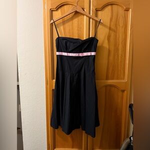 Chic Strapless Black Dress with Pink Detail